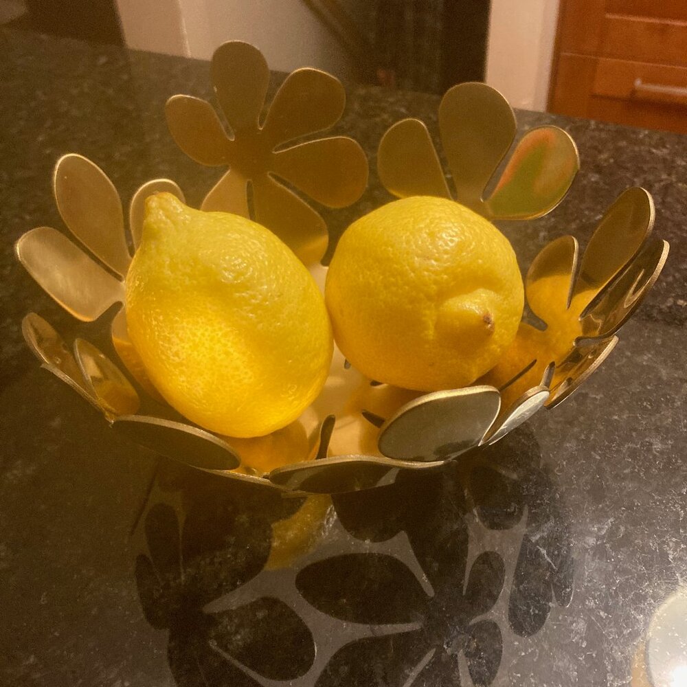 Ikea vintage gold tone fruit basket 90s designed by Monica Mulder